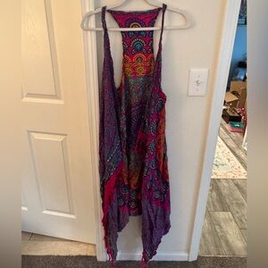 Bohemian mandala swim coverup sleeveless kimono wrap fringed